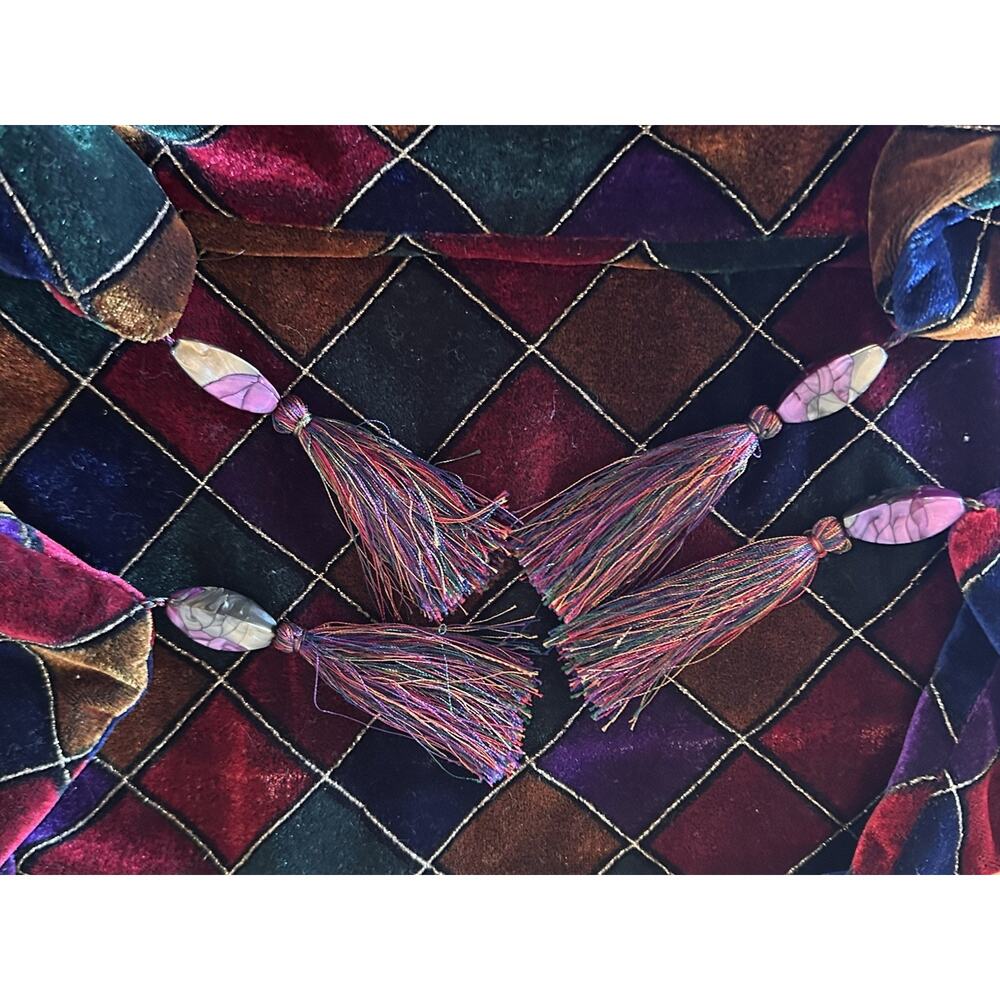 2 Pier 1 Imports Velvet Pillow Sham Cover Diamond Jewel Tone Retired 18 X 18 - Picture 4 of 10